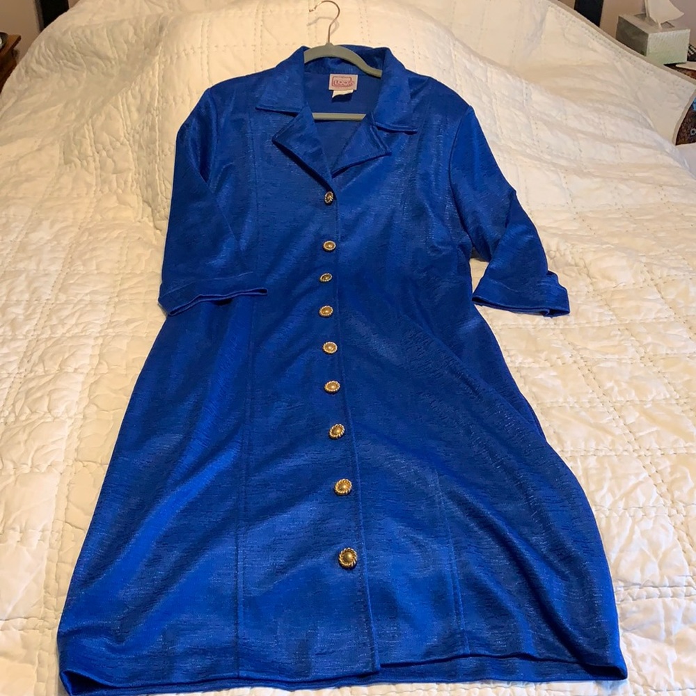 Vintage California Looks cobalt blue dress Size 16